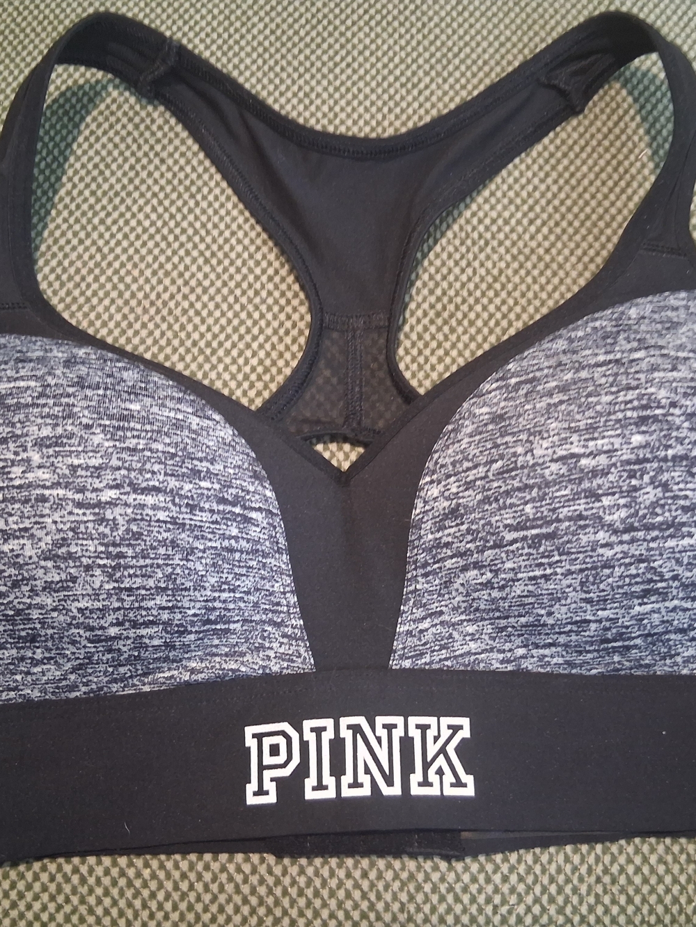PINK Victoria's Secret Black & Heather Gray Racerback Sports Bra